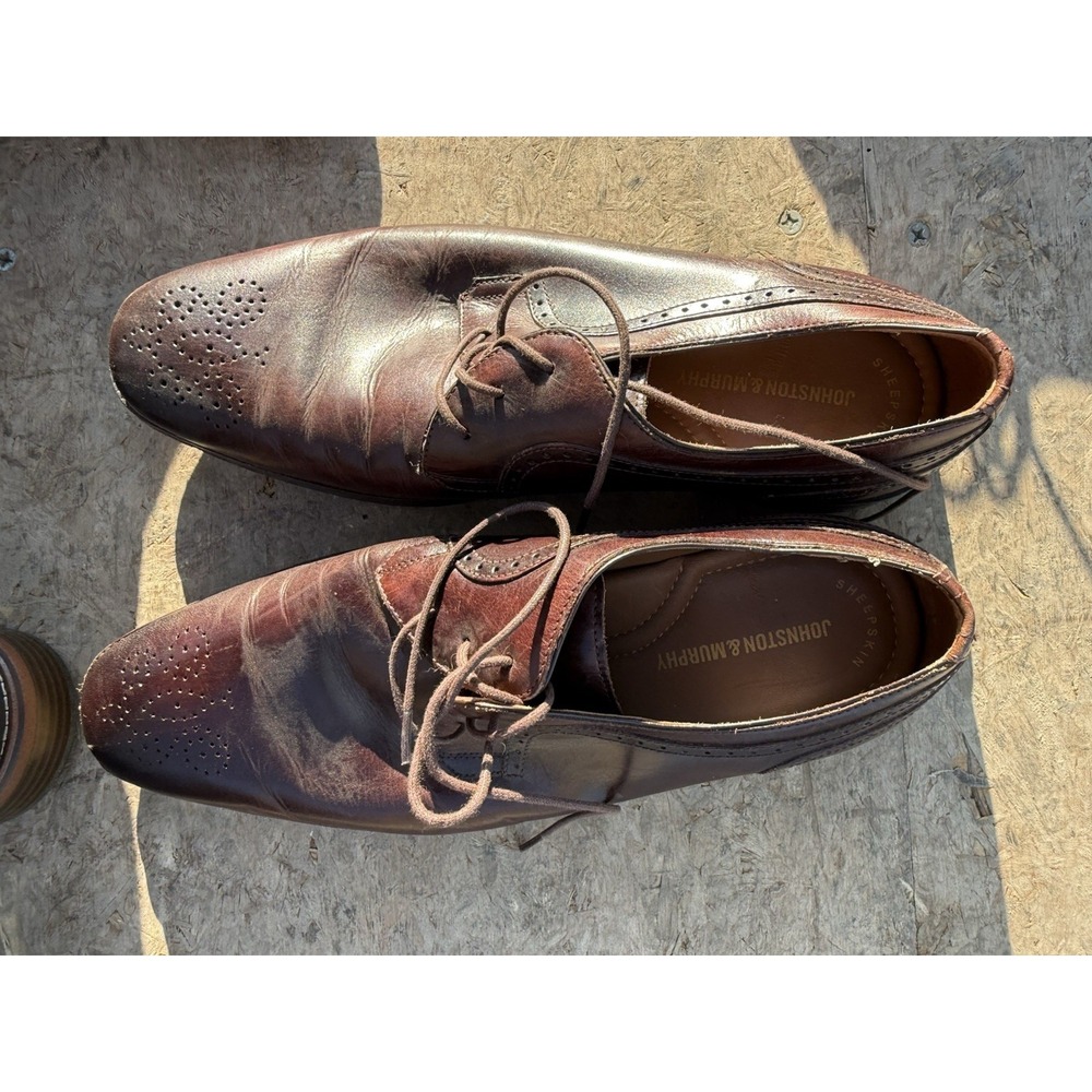 Johnston & Murphy 9.5M Brown Leather Oxford Dress Shoes Mens